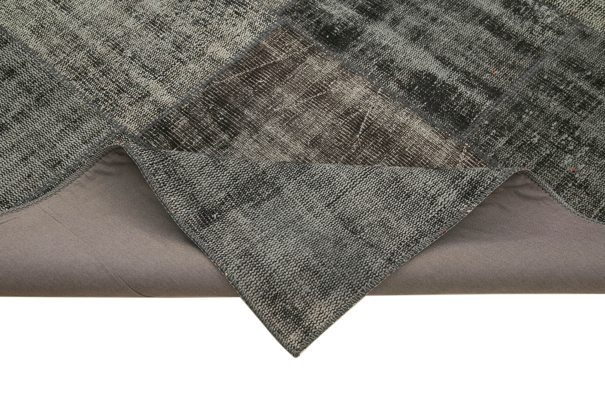 Handmade Patchwork Rug – Black Patchwork Carpet Cotton Wool Rug 8'5''x9'11''