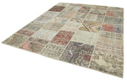 Handmade Patchwork Rug - Blue Area Rug Cotton Wool, Vintage Turkish Carpet 8'2"x9'11"