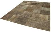 Handmade Area Rug - Kirk Yama Brown Patchwork Cotton Wool 7'10''x10'0''