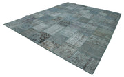Handmade Patchwork Rug - Blue Cotton Wool Area Rug 9'10''x13'1'' | Durable Turkish Carpet