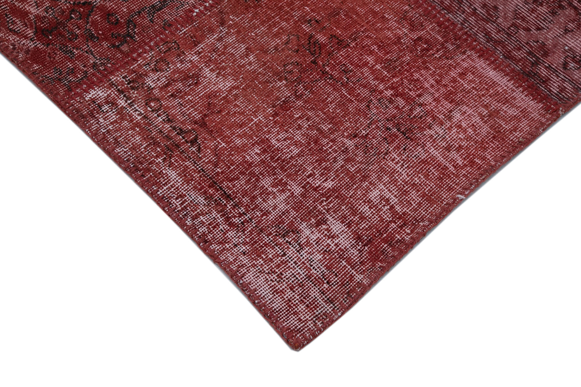 Handmade Area Rug - Red Patchwork Cotton Wool Vintage Turkish Carpet 10x13 Ft
