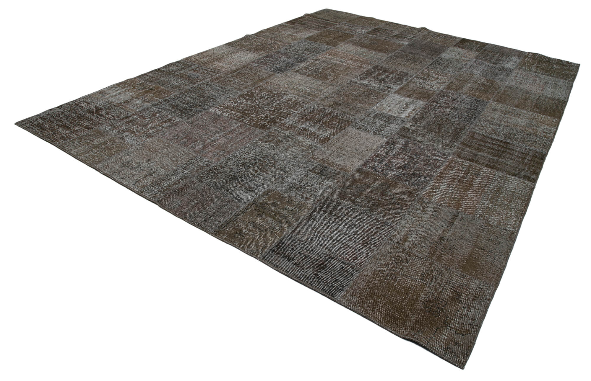 Handmade Patchwork Area Rug - Brown Patchwork Carpet | Durable Wool Cotton Wool Rug