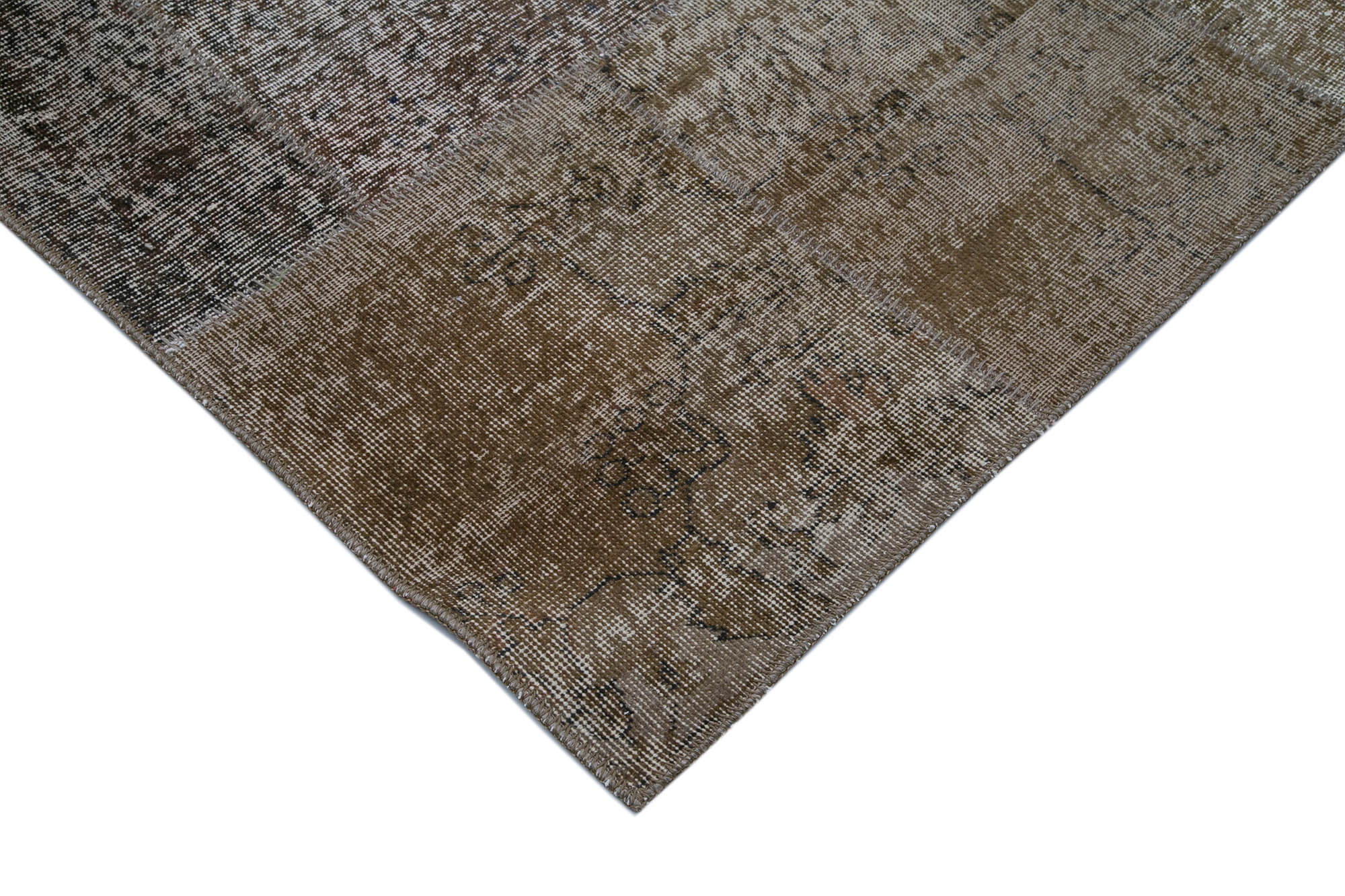 Handmade Patchwork Area Rug - Brown Patchwork Carpet | Durable Wool Cotton Wool Rug