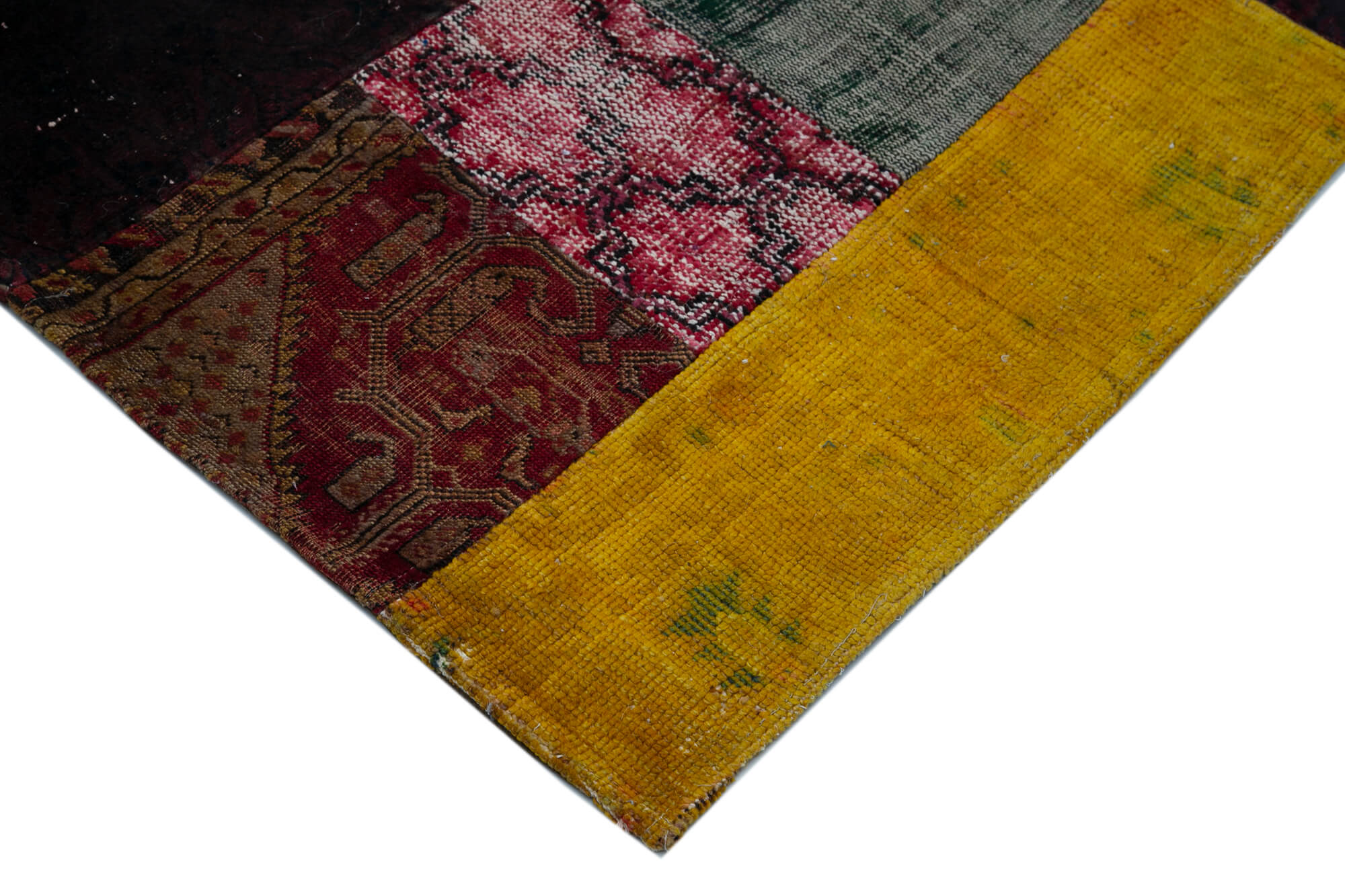 Handmade Patchwork Rug - Blue Area Rug Cotton Wool Vintage Handwoven Carpet 9'7"x13'3"