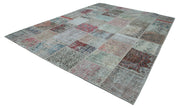 Handmade Patchwork Rug – Blue Area Rug Cotton Wool Durable Living Room Carpet 9'10''x13'3''