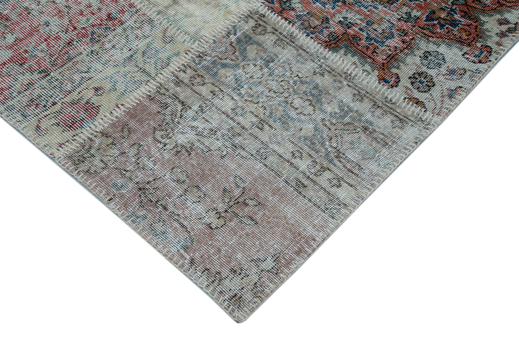 Handmade Patchwork Rug – Blue Area Rug Cotton Wool Durable Living Room Carpet 9'10''x13'3''