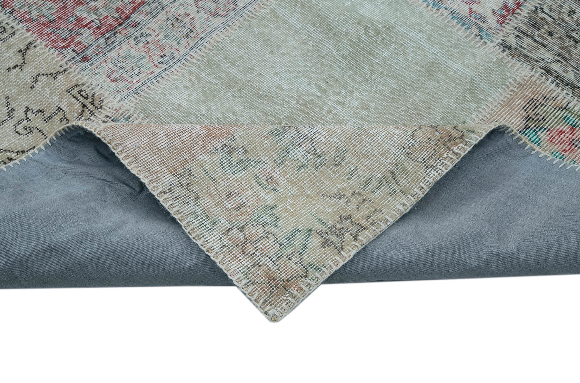 Handmade Area Rug – Blue Patchwork Cotton Wool Carpet 9'11'' x 13'3'' by Agacan