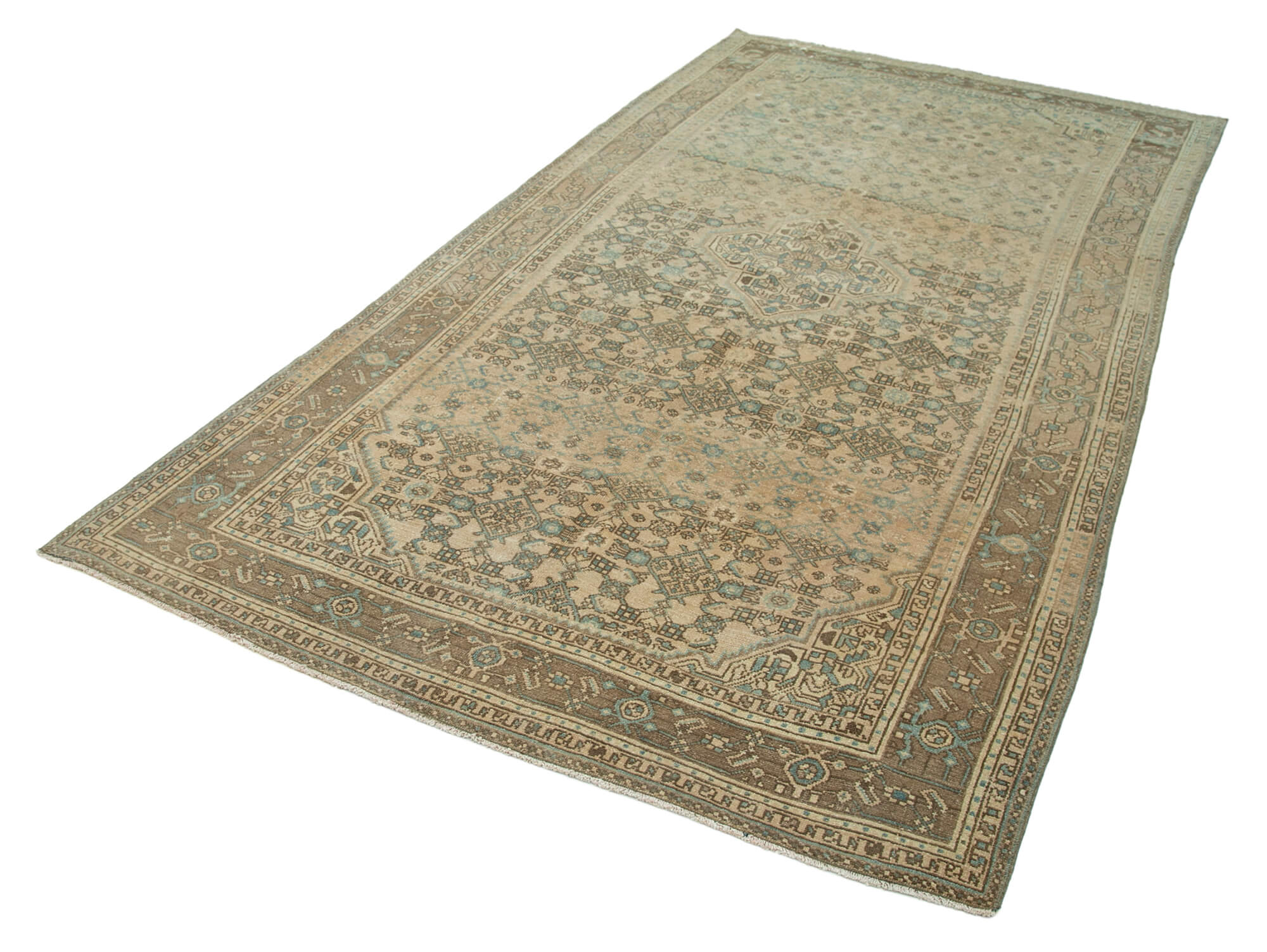 Handmade Wool Area Rug – Persian Classic Beige Carpet, Durable Cotton Rug 5'3''x10'3''