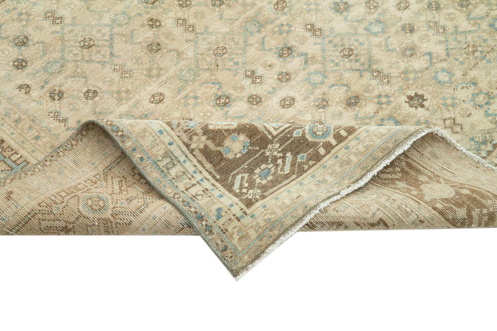 Handmade Wool Area Rug – Persian Classic Beige Carpet, Durable Cotton Rug 5'3''x10'3''
