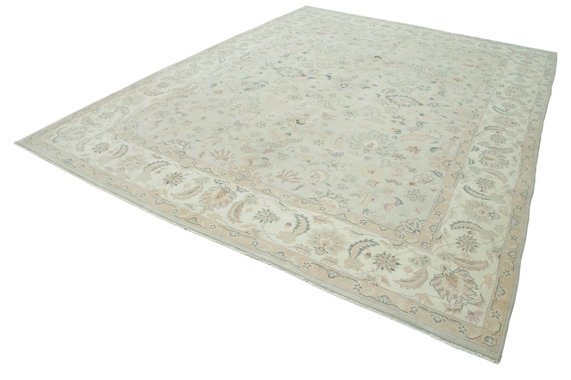 Handmade Wool Area Rug – Persian Classic Beige Cotton Wool Blend Carpet 8'10''x11'6''