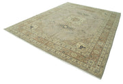 Handmade Wool Area Rug – Persian Classic Cotton Beige 9'0''x12'1'' Vintage Carpet