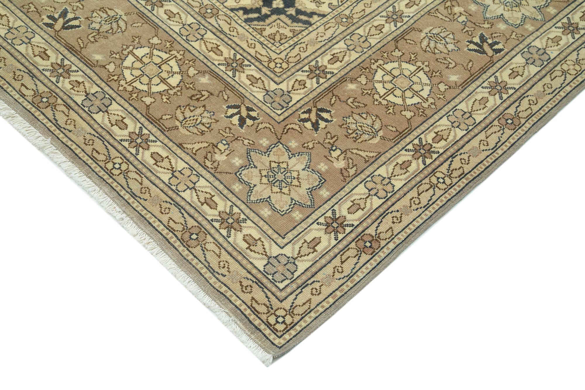 Handmade Wool Area Rug – Persian Classic Cotton Beige 9'0''x12'1'' Vintage Carpet