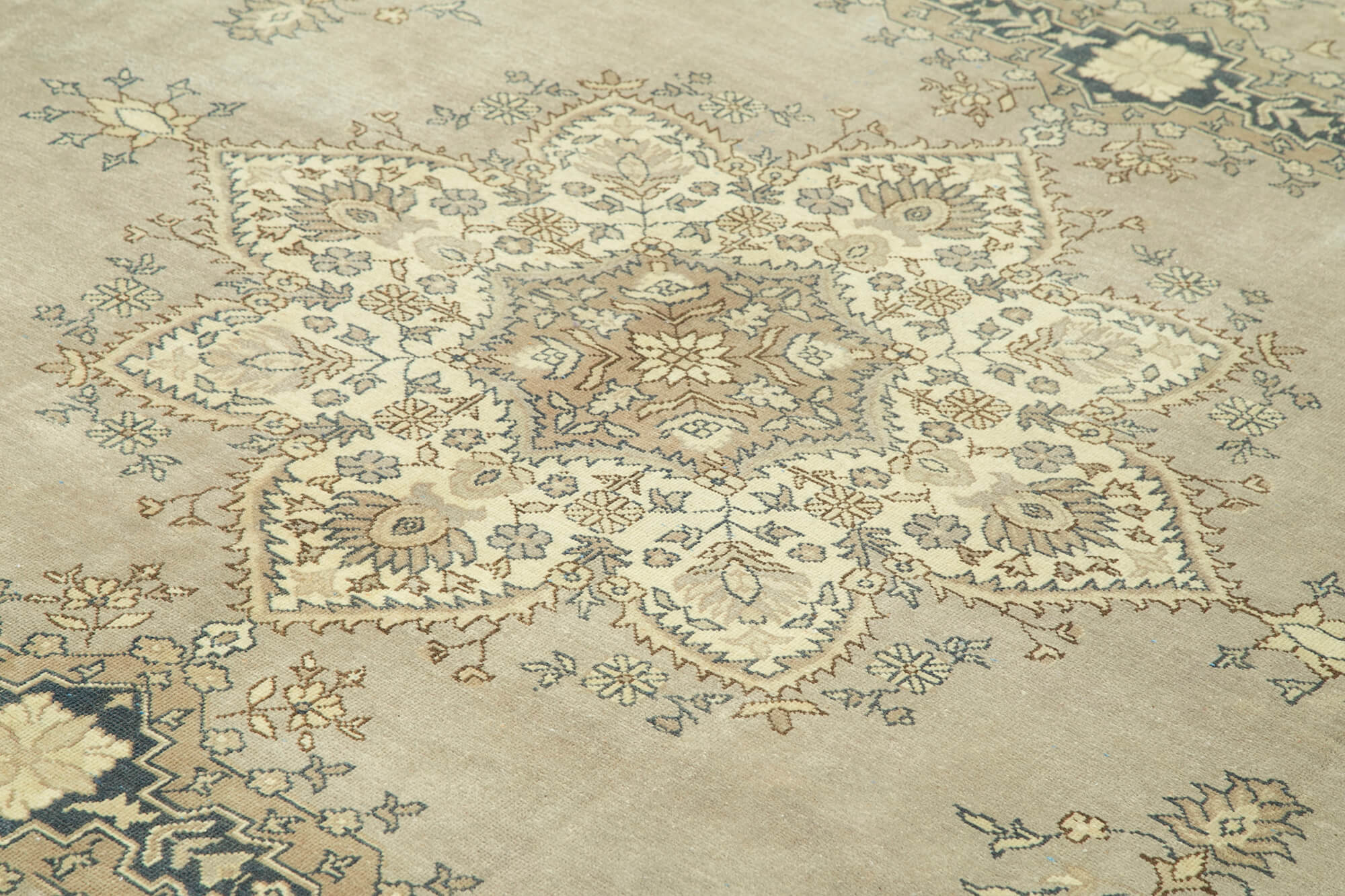 Handmade Wool Area Rug – Persian Classic Cotton Beige 9'0''x12'1'' Vintage Carpet