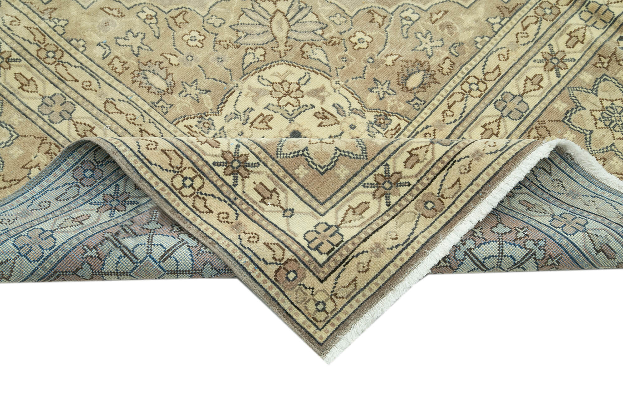 Handmade Wool Area Rug – Persian Classic Cotton Beige 9'0''x12'1'' Vintage Carpet