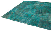 Handmade Area Rug - Turquoise Patchwork Cotton Wool Vintage Carpet 8'3''x9'10''