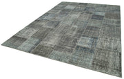 Handmade Patchwork Rug - Kirk Yama Grey Cotton Wool Carpet 8'2''x11'6''