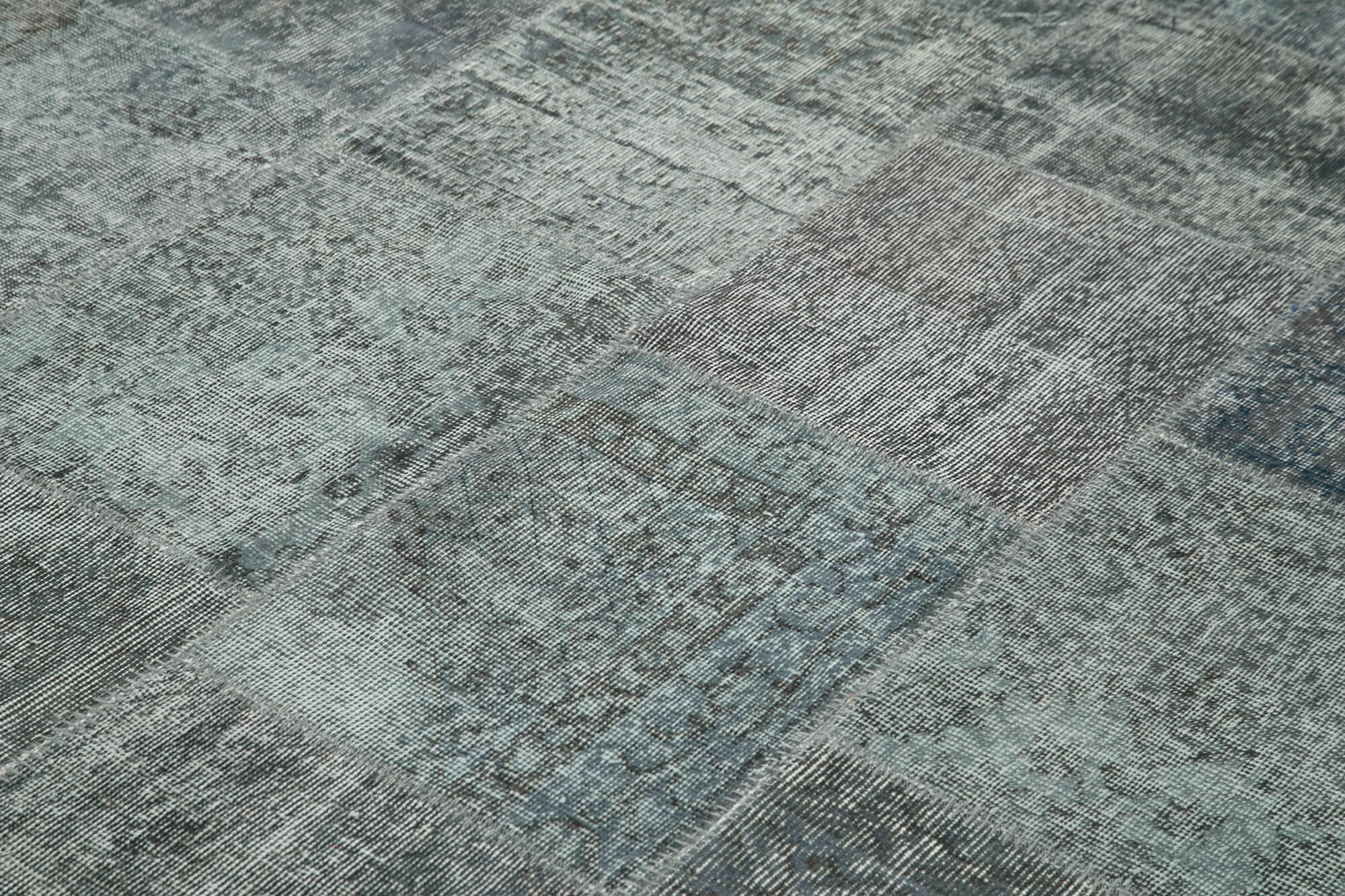 Handmade Patchwork Rug - Kirk Yama Grey Cotton Wool Carpet 8'2''x11'6''