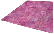 Handmade Patchwork Rug - Kirk Yama Pink Cotton Wool 8x11 Area Rug