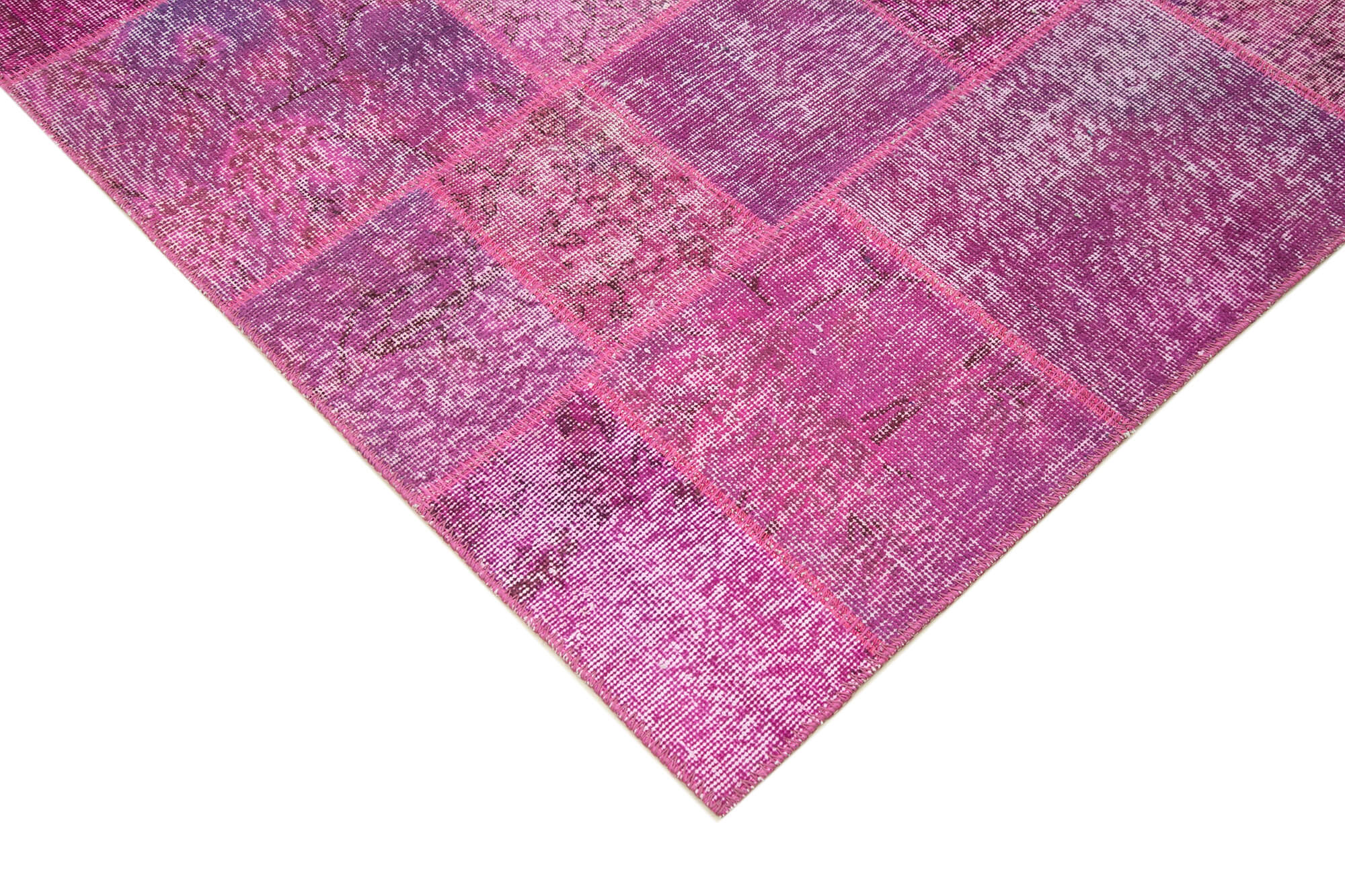 Handmade Patchwork Rug - Kirk Yama Pink Cotton Wool 8x11 Area Rug