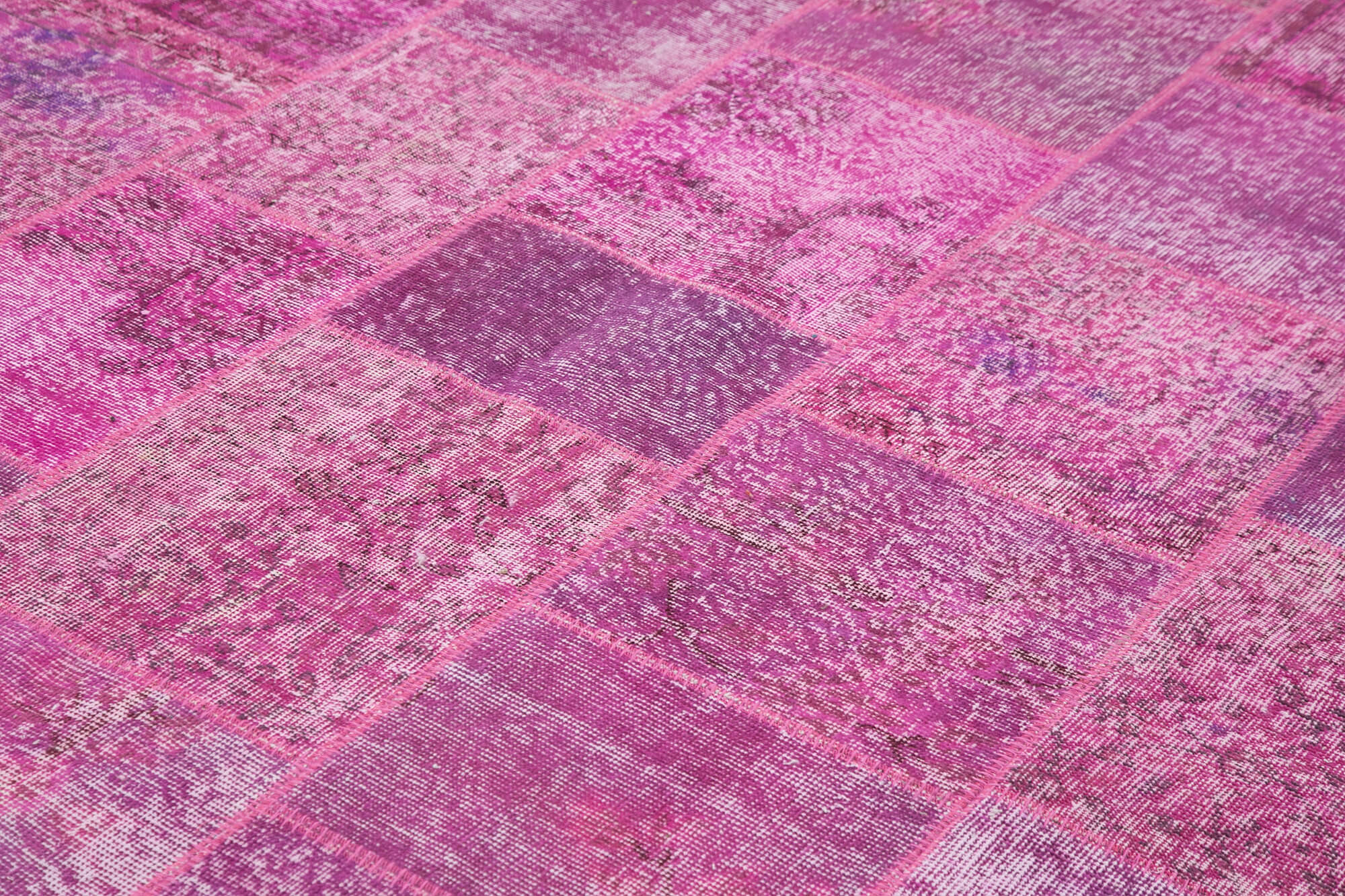 Handmade Patchwork Rug - Kirk Yama Pink Cotton Wool 8x11 Area Rug