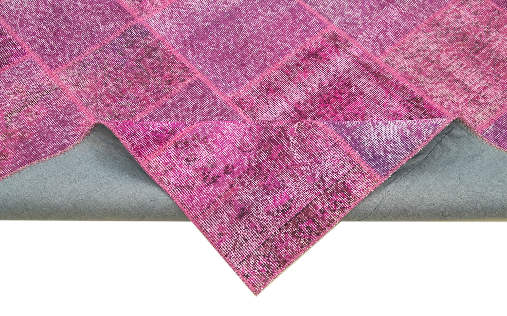 Handmade Patchwork Rug - Kirk Yama Pink Cotton Wool 8x11 Area Rug