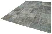 Handmade Patchwork Rug - Grey Area Rug Cotton Wool Soft Wool Carpet 8'2"x11'6"
