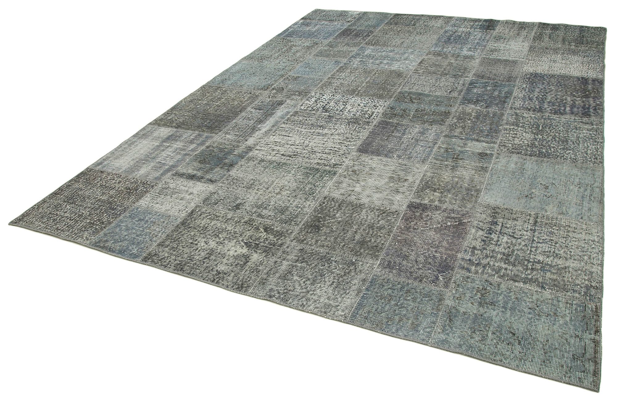 Handmade Patchwork Rug - Grey Area Rug Cotton Wool Soft Wool Carpet 8'2"x11'6"