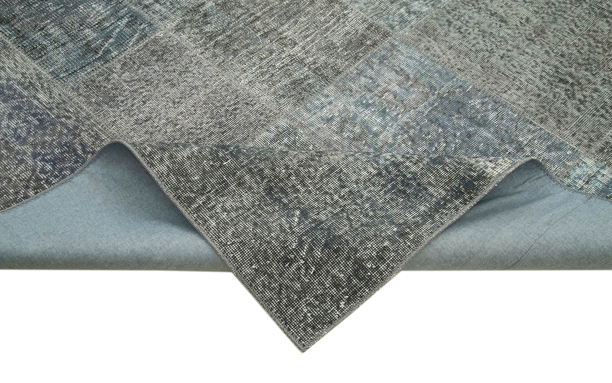 Handmade Patchwork Rug - Grey Area Rug Cotton Wool Soft Wool Carpet 8'2"x11'6"