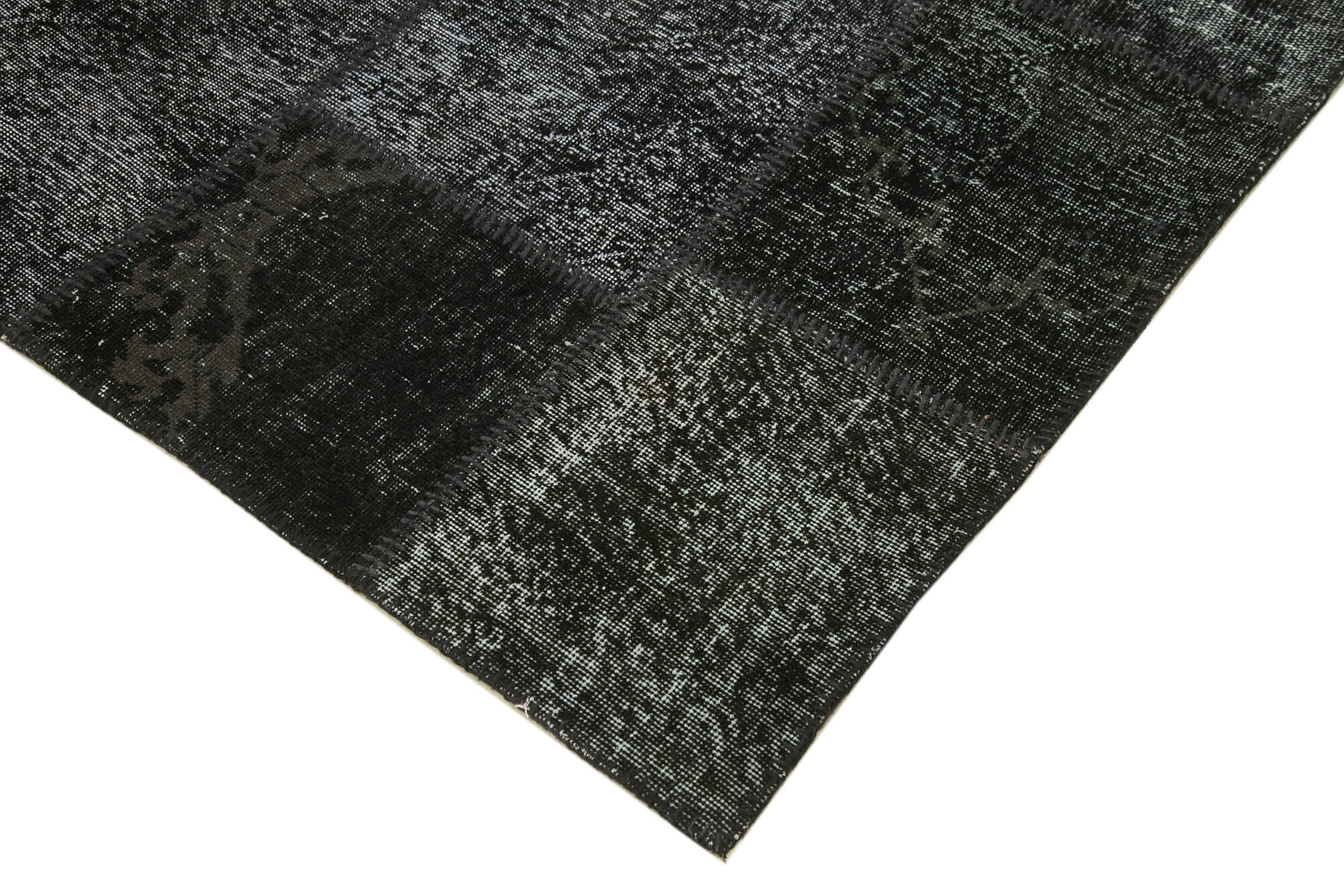 Handmade Patchwork Rug – Kirk Yama Black Cotton Wool Vintage Area Rug 8'2''x11'7''