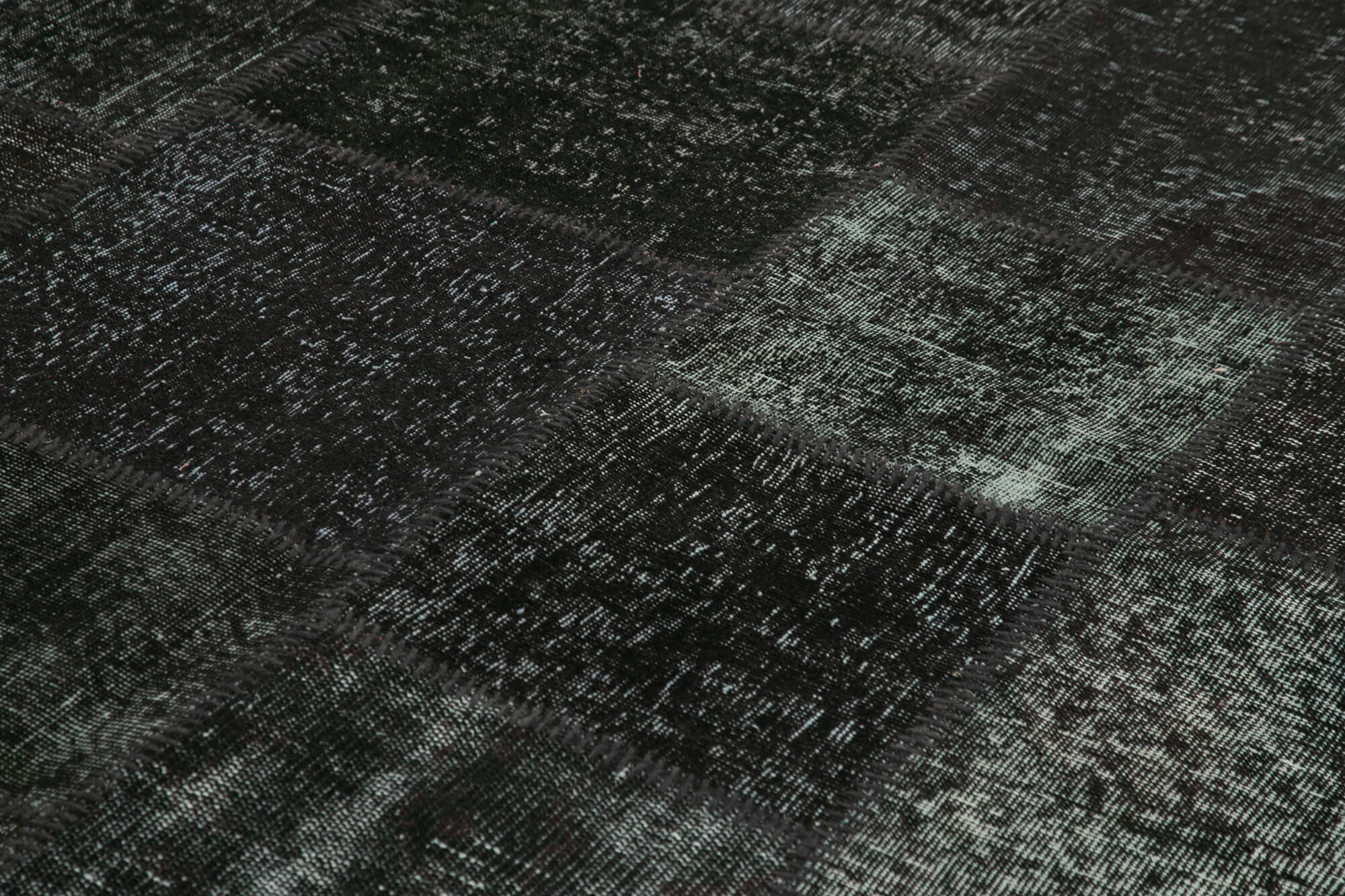 Handmade Patchwork Rug – Kirk Yama Black Cotton Wool Vintage Area Rug 8'2''x11'7''