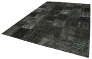 Handmade Patchwork Rug - Kirk Yama Black Cotton Wool Carpet 8'2''x11'7''