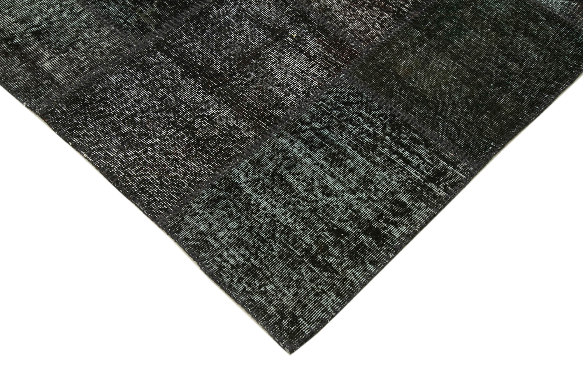 Handmade Patchwork Rug - Kirk Yama Black Cotton Wool Carpet 8'2''x11'7''