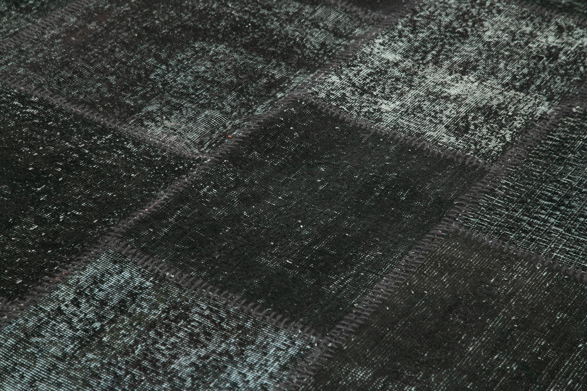 Handmade Patchwork Rug - Kirk Yama Black Cotton Wool Carpet 8'2''x11'7''