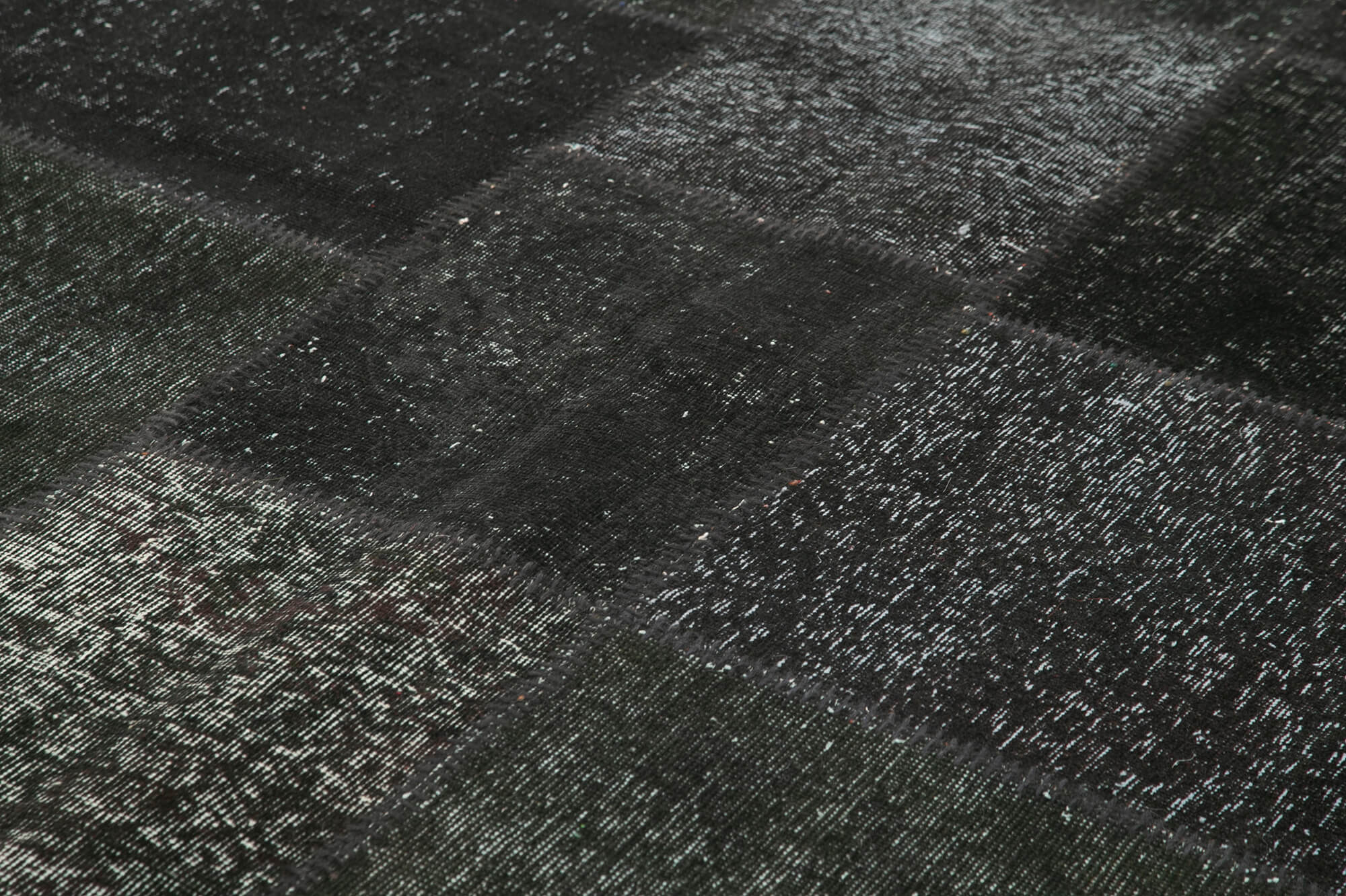 Kirk Yama Black Patchwork Cotton Wool Handmade Area Rug 8'2'' x 11'7''