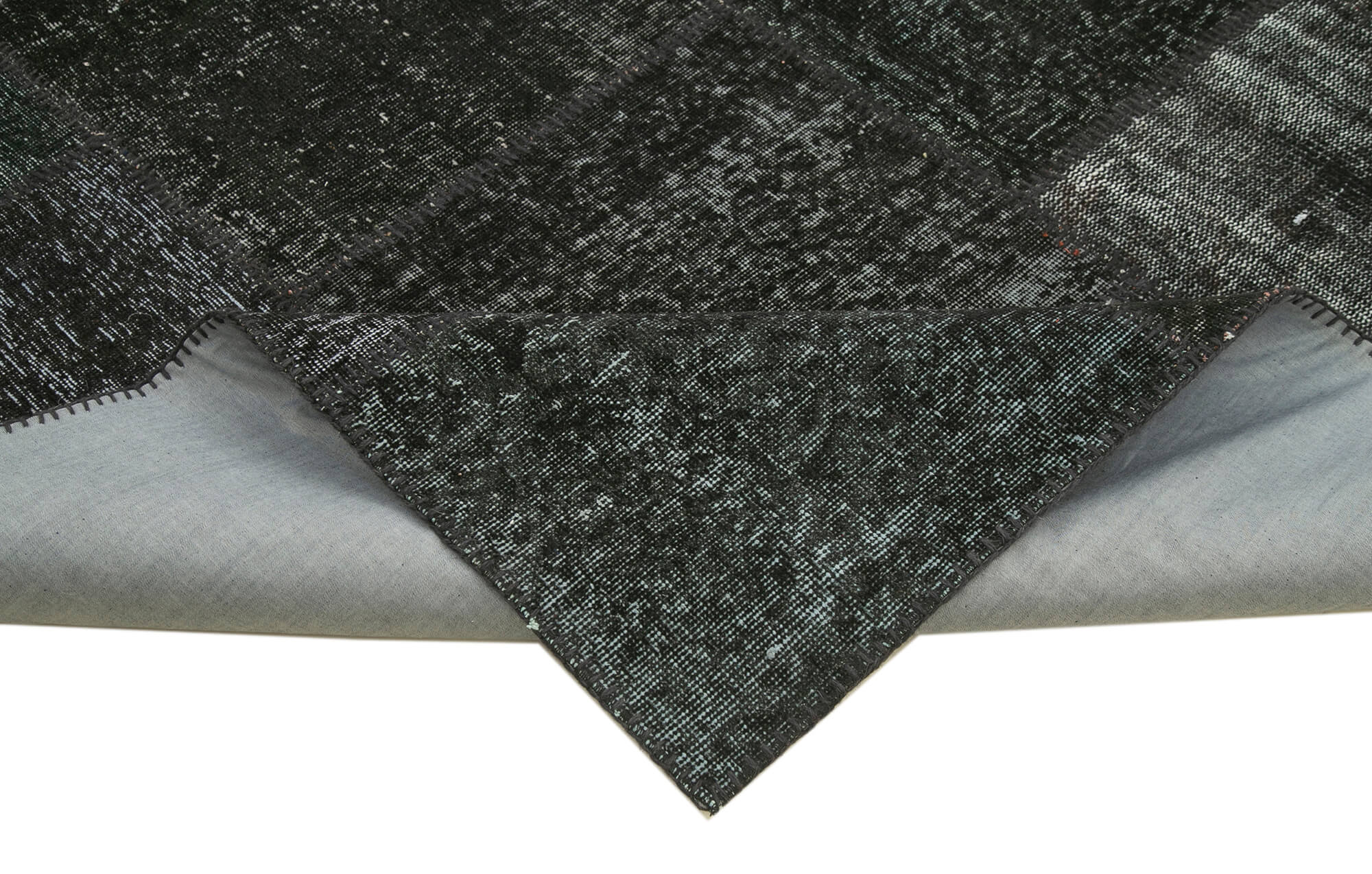 Kirk Yama Black Patchwork Cotton Wool Handmade Area Rug 8'2'' x 11'7''