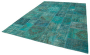 Handmade Area Rug - Turquoise Patchwork Cotton Wool Carpet 8'3''x11'6'' by Agacan