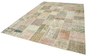 Handmade Area Rug - Kirk Yama Beige Patchwork Cotton Wool Carpet 7'11''x11'6''