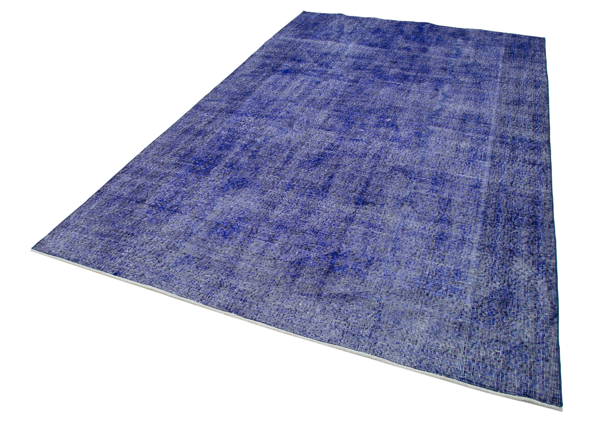 Vintage Wool Area Rug - Handmade Overdyed Blue Cotton Wool Rug 6'8''x10'7''