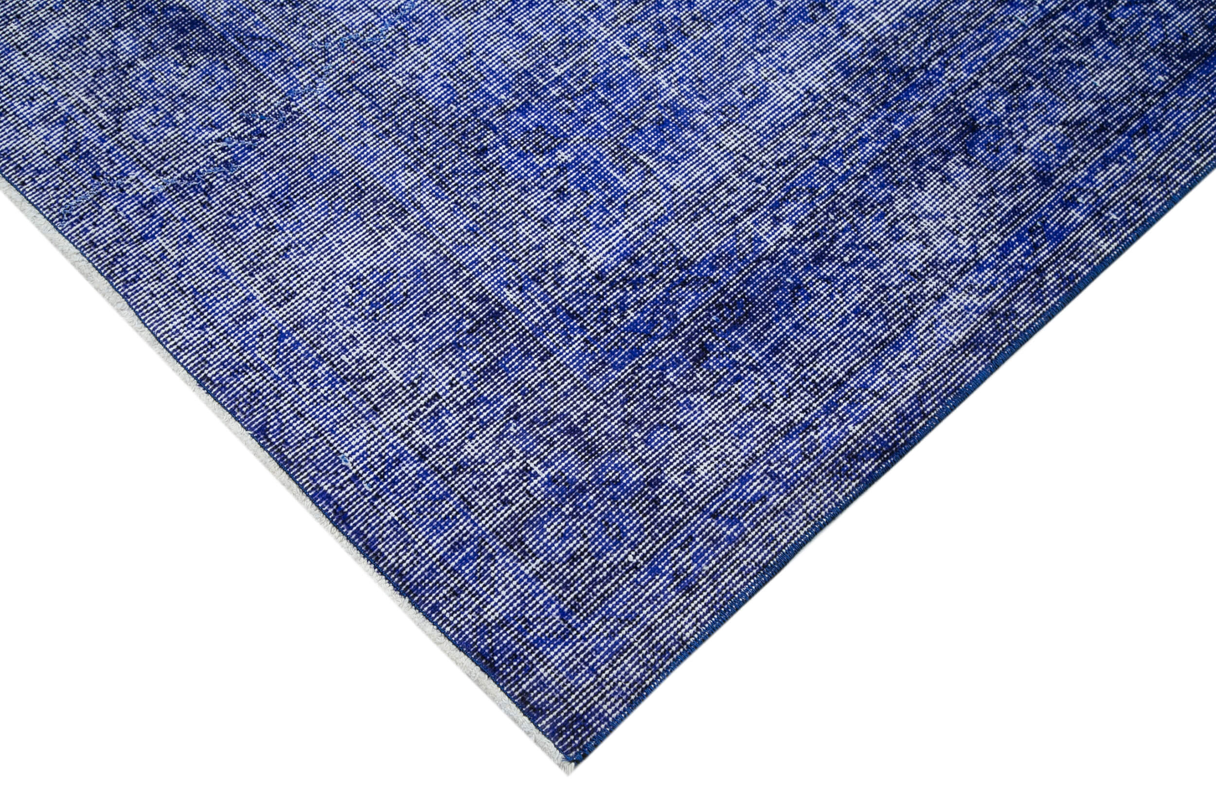 Vintage Wool Area Rug - Handmade Overdyed Blue Cotton Wool Rug 6'8''x10'7''