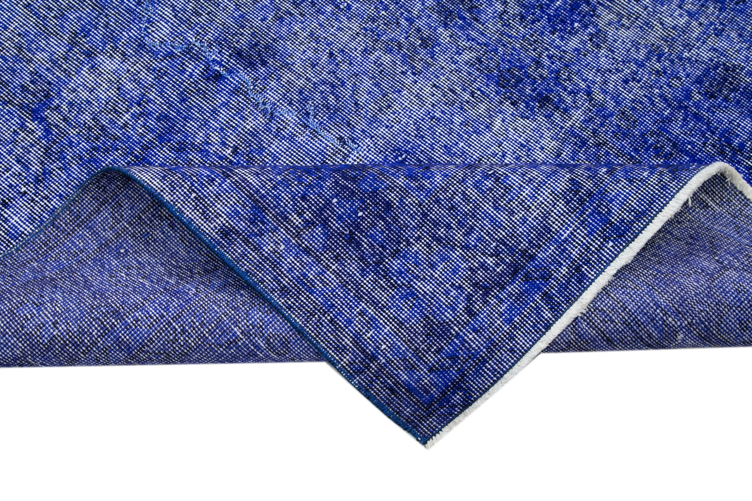 Vintage Wool Area Rug - Handmade Overdyed Blue Cotton Wool Rug 6'8''x10'7''