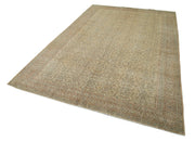 Vintage Handmade Area Rug - Hand Woven Rug 6'6'' x 9'9'' | Neutral Beige Cotton Wool Carpet