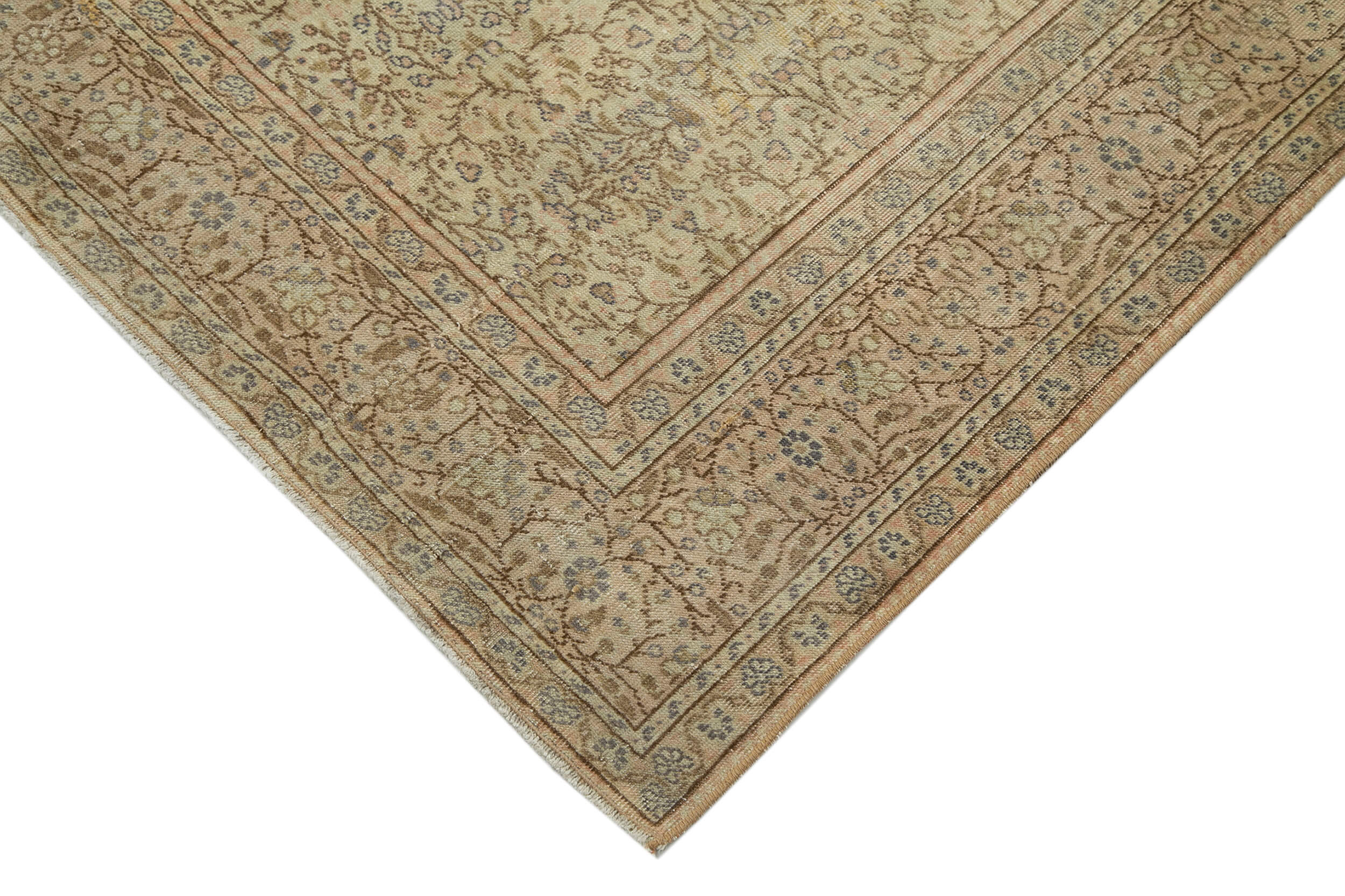 Vintage Handmade Area Rug - Hand Woven Rug 6'6'' x 9'9'' | Neutral Beige Cotton Wool Carpet