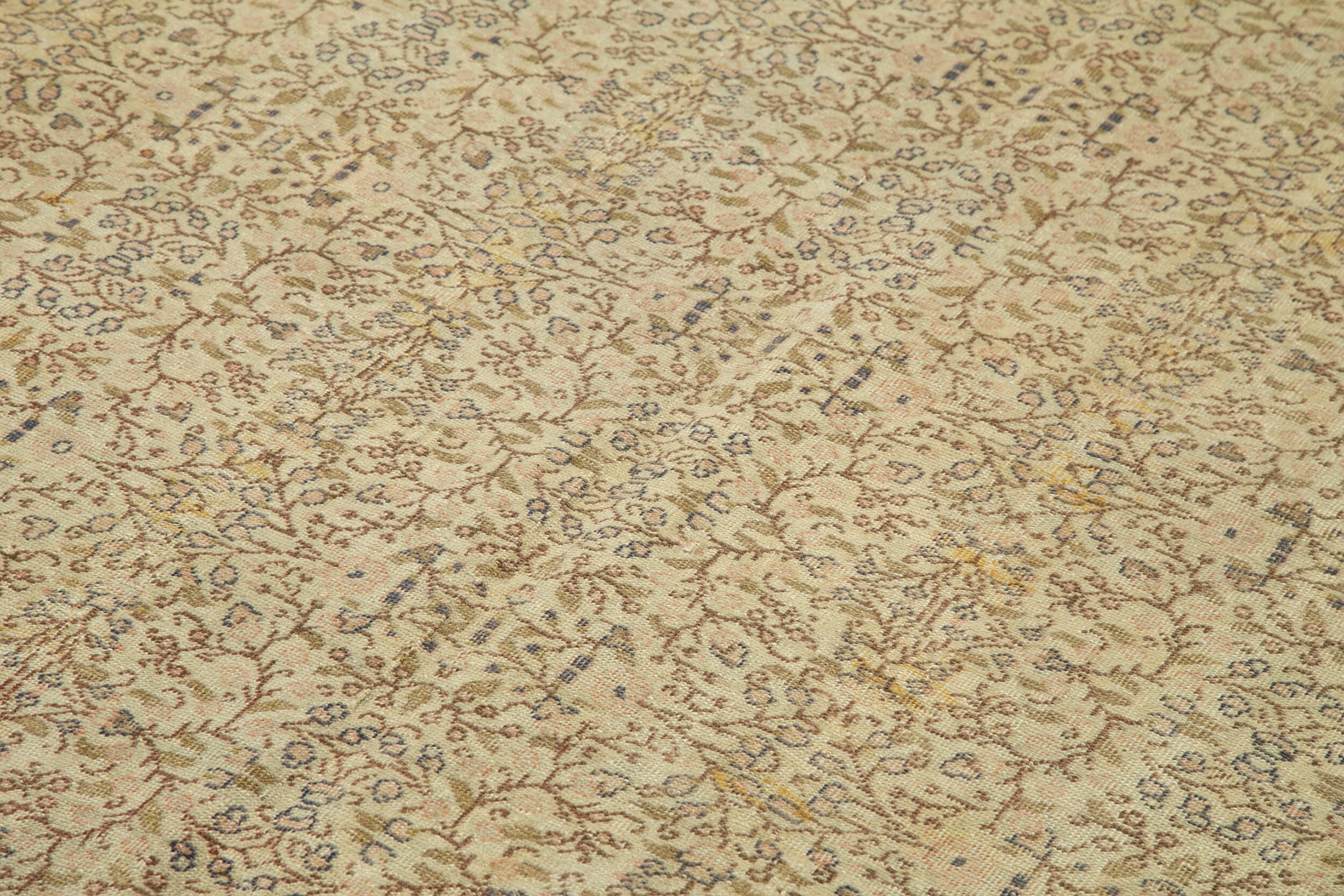 Vintage Handmade Area Rug - Hand Woven Rug 6'6'' x 9'9'' | Neutral Beige Cotton Wool Carpet
