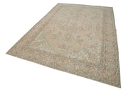 Handmade Vintage Area Rug – Natural Beige Cotton & Wool Carpet 6'7''x9'8''