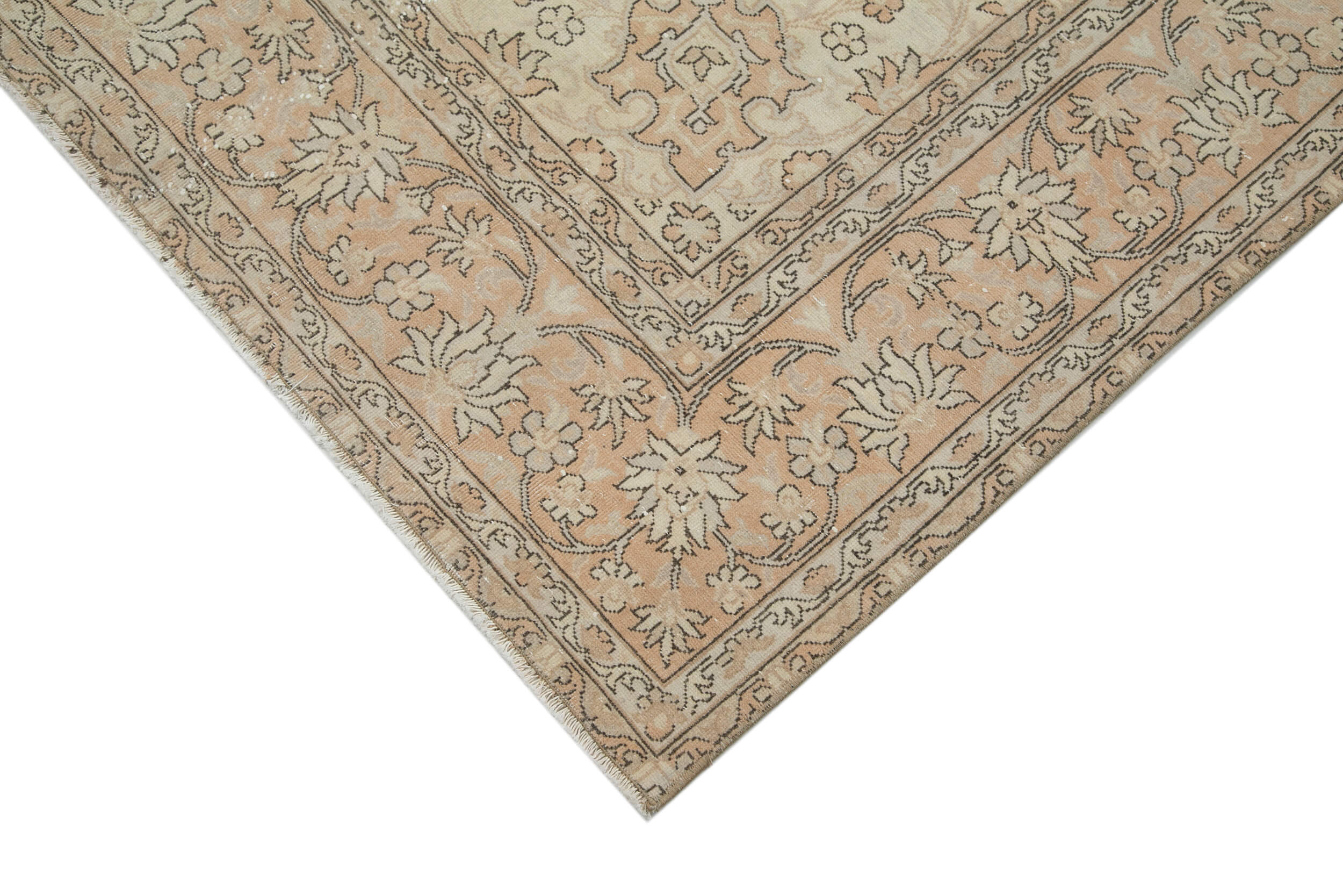 Handmade Vintage Area Rug – Natural Beige Cotton & Wool Carpet 6'7''x9'8''