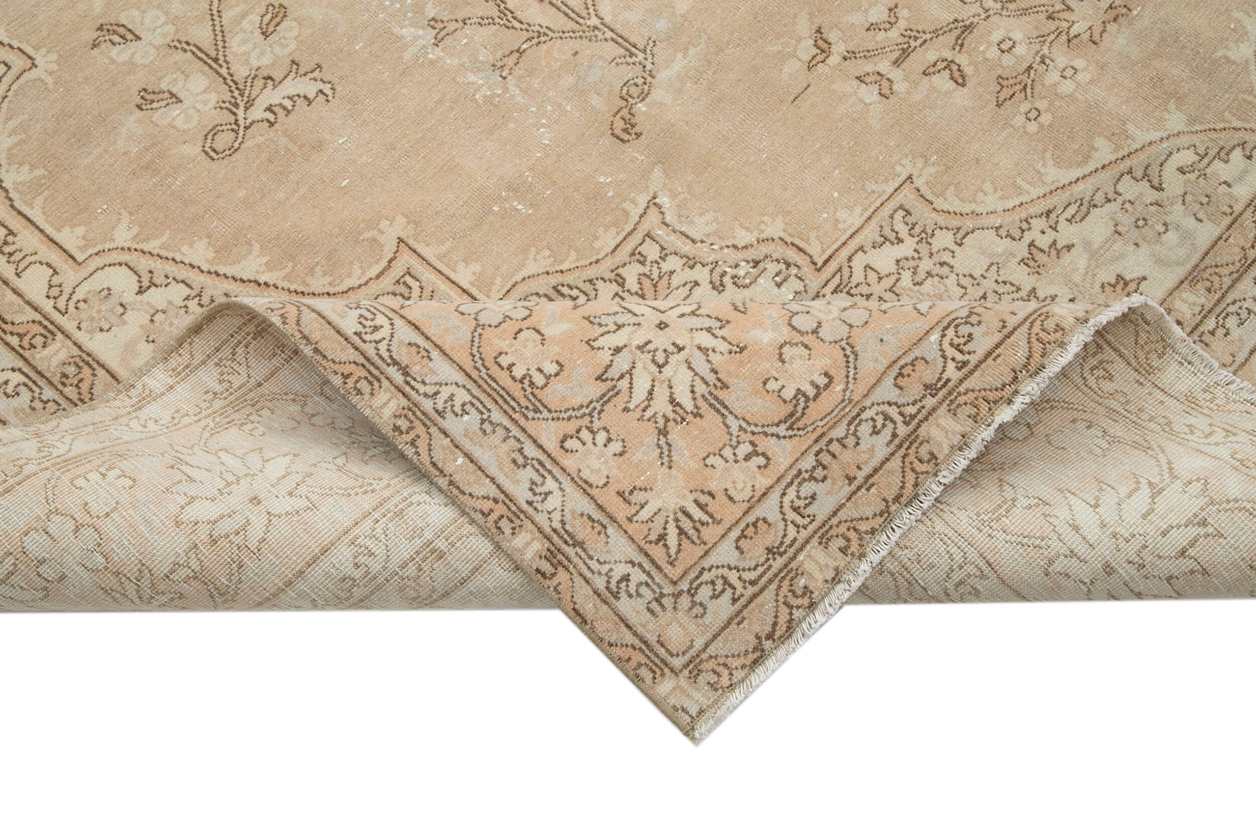 Handmade Vintage Area Rug – Natural Beige Cotton & Wool Carpet 6'7''x9'8''