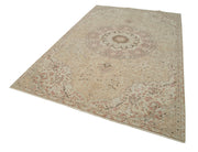 Handmade Vintage Area Rug – Beige Cotton Wool Rug, Turkish Wool Carpet 6'2''x9'10''