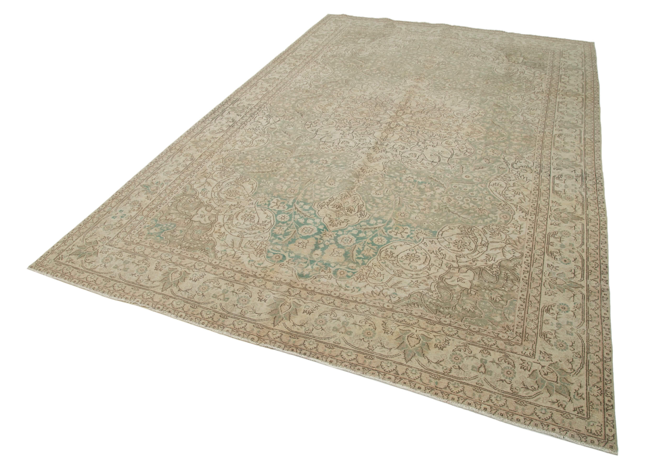 Handmade Wool Area Rug – Vintage Cotton Rug Beige 6'8'' x 10'3'' Durable Turkish Wool