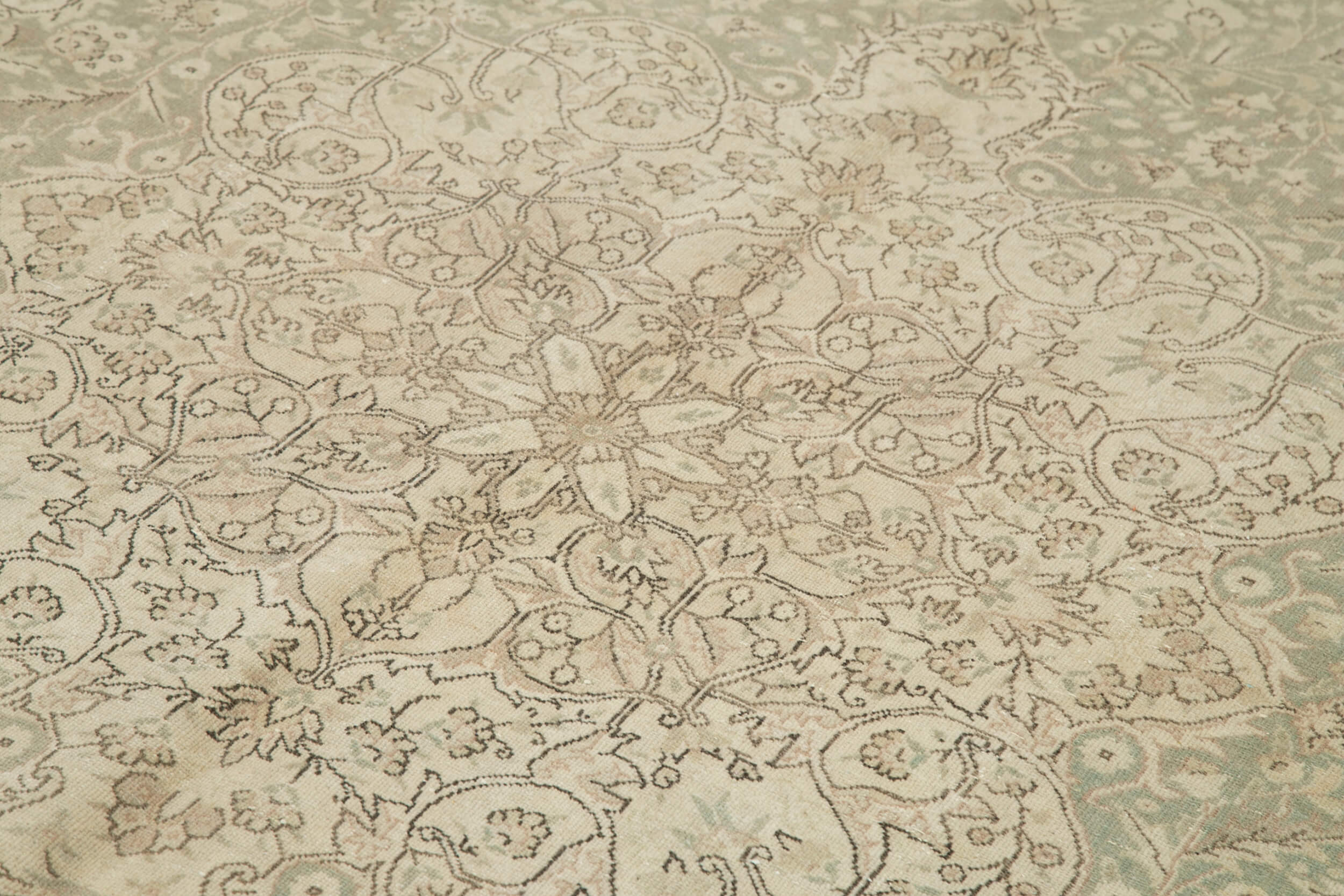 Handmade Wool Area Rug – Vintage Cotton Rug Beige 6'8'' x 10'3'' Durable Turkish Wool