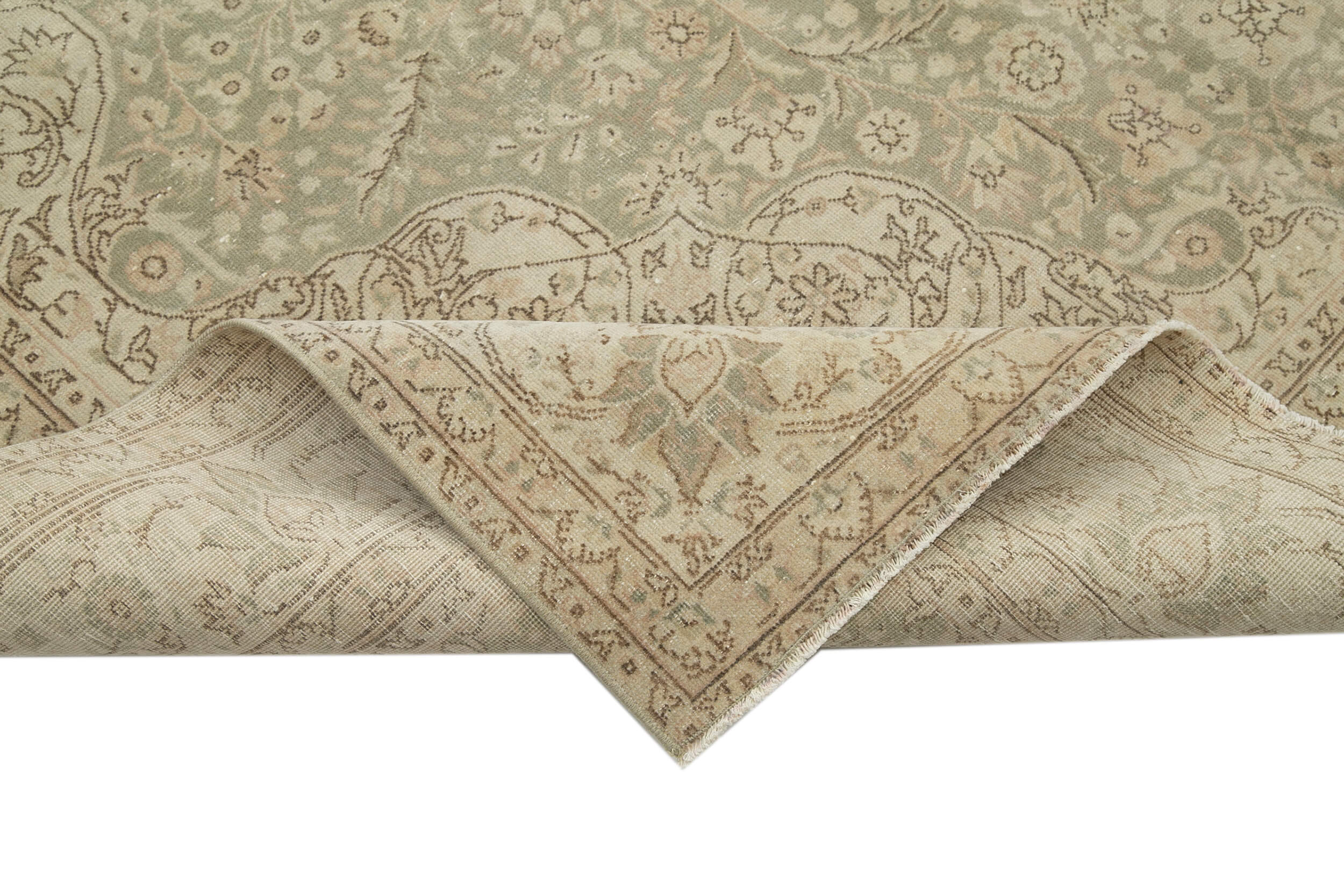 Handmade Wool Area Rug – Vintage Cotton Rug Beige 6'8'' x 10'3'' Durable Turkish Wool